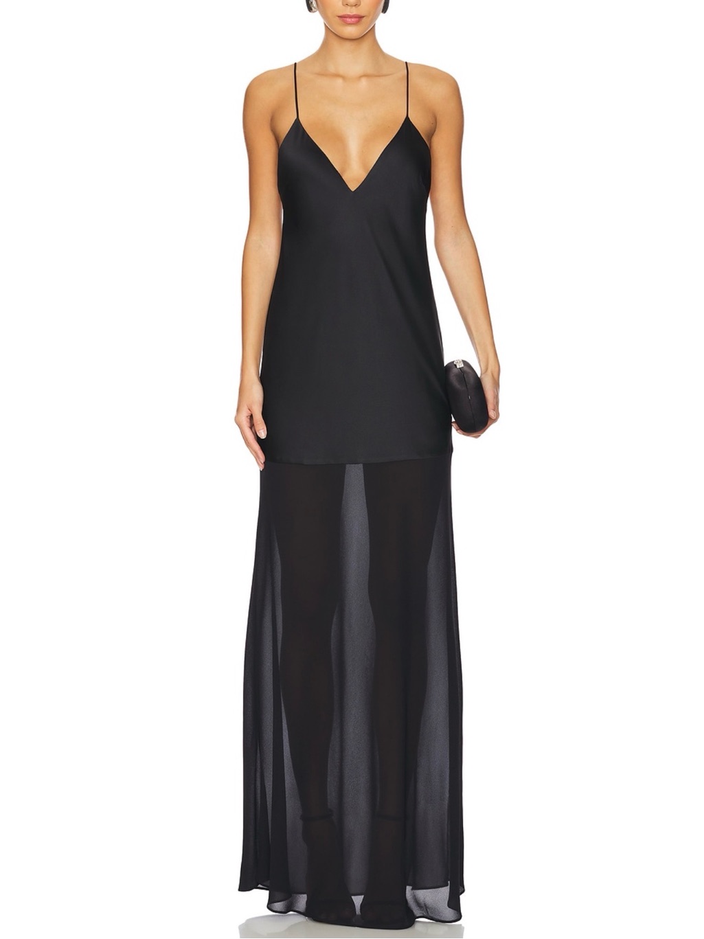 Nwt Seroya Vienna Satin Maxi Dress In Black, Sz. L